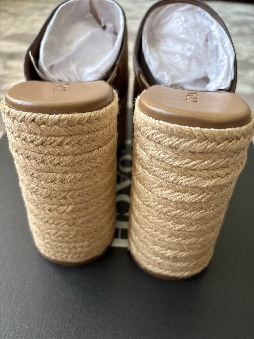 COACH Signature Suede Logo Espadrille Platform Wedge Slide Sandals Size-9.5 New - Picture 8 of 13